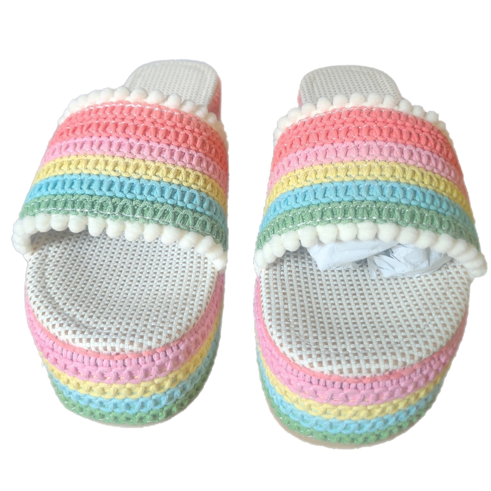 Colorful Striped Women's Platform Sandals - Picture 2 of 7